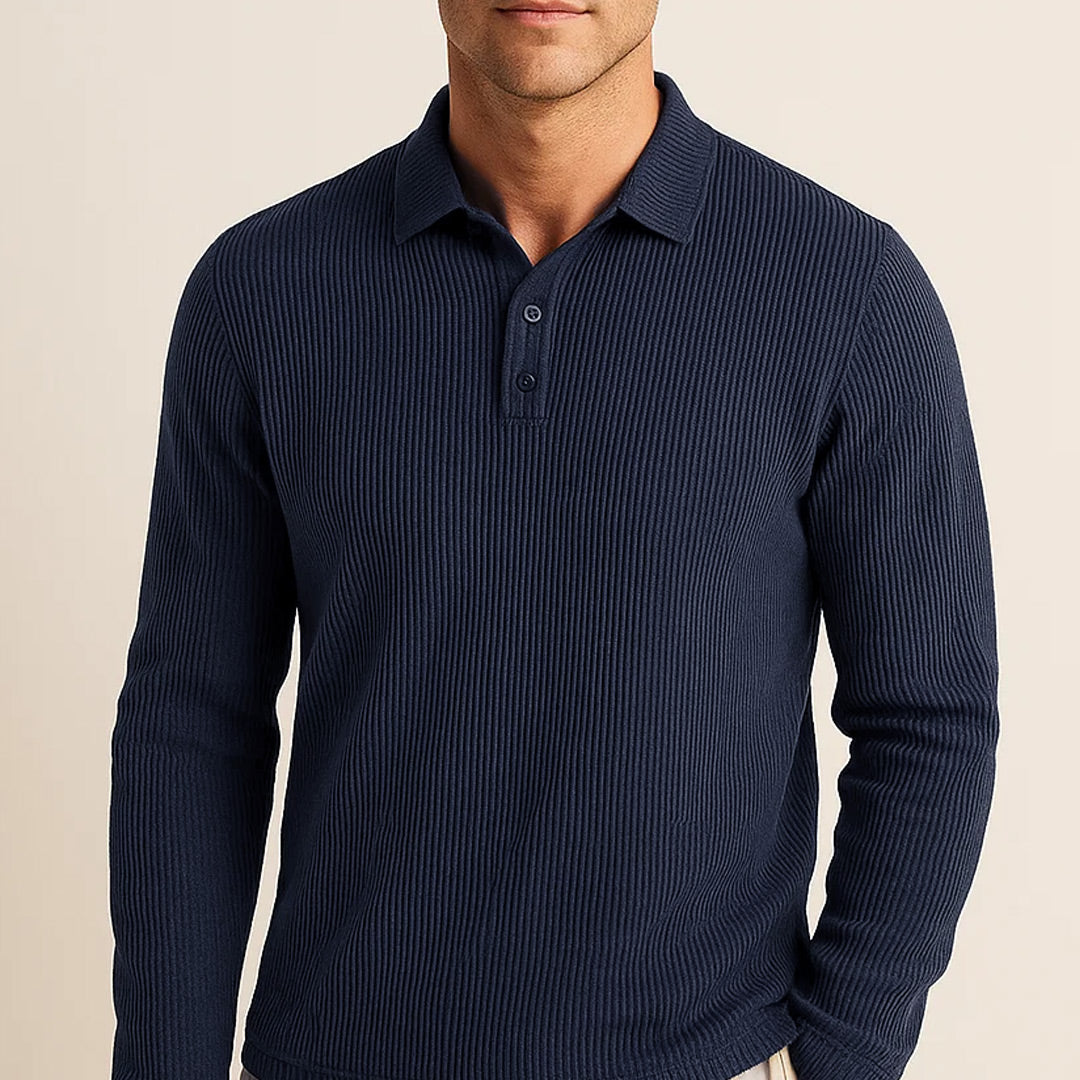 Lusso - Men's Ultra Comfortable Long Sleeve Polo Shirt